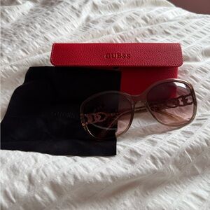 GUESS Gold Women's Sunglasses with Brown Tint